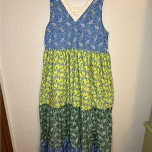 Stitchdrop Tiered Paisley Midi Dress Boho Cottagecore
